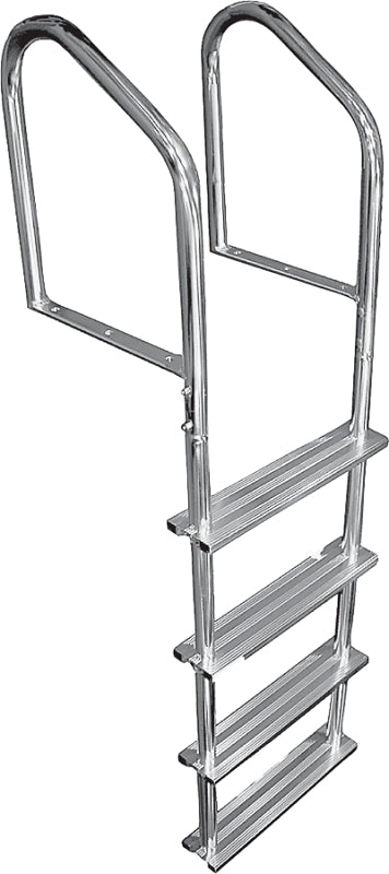 Multinautic 15513 Tubular Dock Ladder, 5 ft 1 in H, 400 lb, 4-Step, Aluminum, Polished