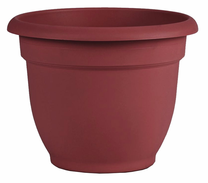 Bloem AP1013 Planter, 10 in Dia, 10.8 in W, 10.8 in D, Round, Plastic, Burnt Red