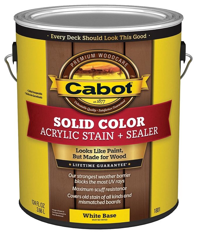 Cabot 140.0001801.007 Deck Stain, Solid, White Base, Liquid, 1 gal