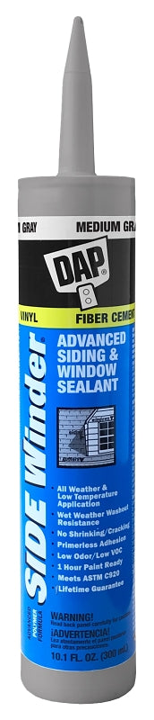 DAP 00835 Siding and Window Sealant, Medium Gray, 24 hr Curing, -35 to 140 deg F, 10.1 oz Cartridge