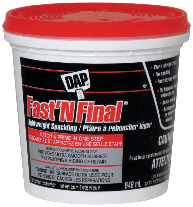 DAP FAST N FINAL 71354-3 Spackling, White, 946 mL