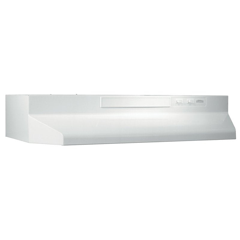 Broan F40000 Series F403611 Range Hood, 160 cfm, 2 Fan, Duct Vent, 36 in W, 17-1/2 in D, 6 in H, White