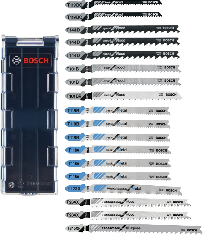 Bosch T18CHCL Jig Saw Blade Set, 18-Piece, HCS, Silver