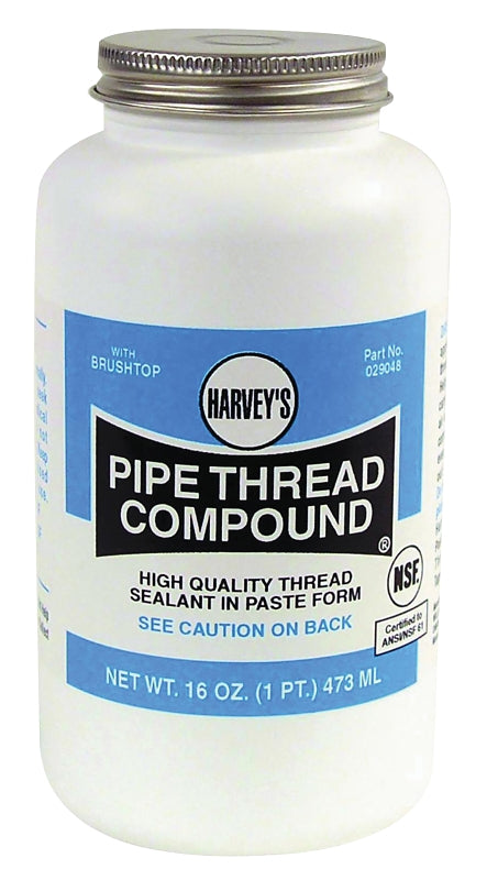 Harvey 029048 Pipe Thread Compound, 16 fl-oz Jar, Thick Paste, Gray