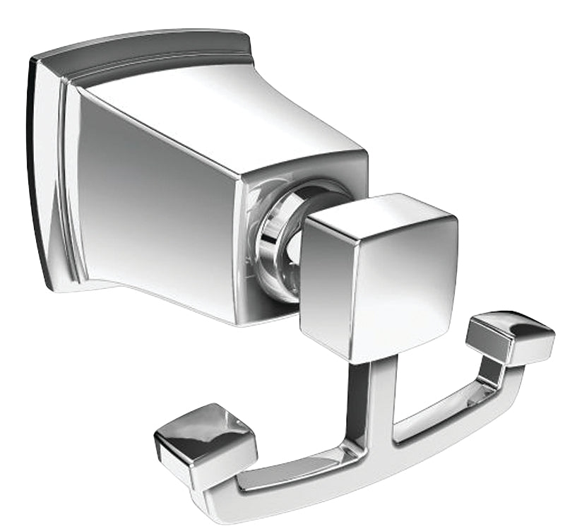 Moen Boardwalk Series Y3203CH Robe Hook, 2-Hook, Zinc, Chrome, Wall Mounting