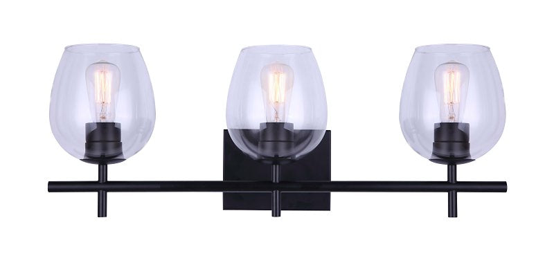 VANITY LIGHT 3LT CLR BLK 100W