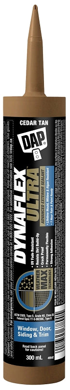 DAP DYNAFLEX ULTRA 7079874159 Advanced Exterior Sealant, Cedar Tan, 7 to 14 days Curing, 5 to 37 deg C, 300 mL Cartridge