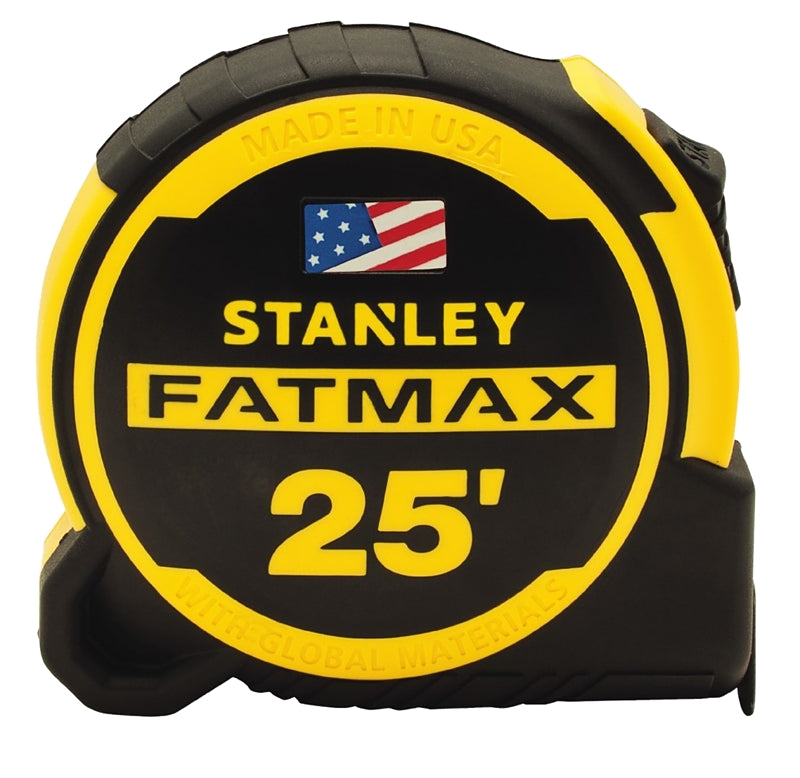 Stanley FMHT36325S Tape Measure, 25 ft L Blade, 1-1/4 in W Blade, Steel Blade, ABS Case, Black/Yellow Case