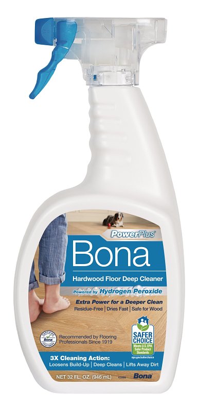 Bona PowerPlus WM850051001 Hardwood Floor Deep Cleaner, 32 oz Bottle, Liquid, Mild, Clear