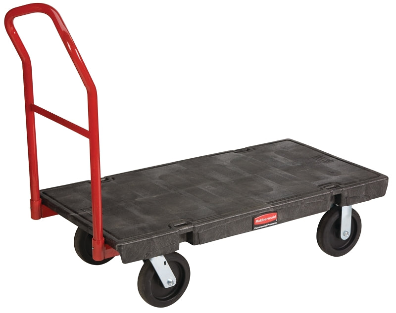 Rubbermaid FG443600 BLA Platform Truck, 2000 lb, 48 in L Platform, 24 in W Platform, 4-Wheel, Swivel Wheel, HDPE