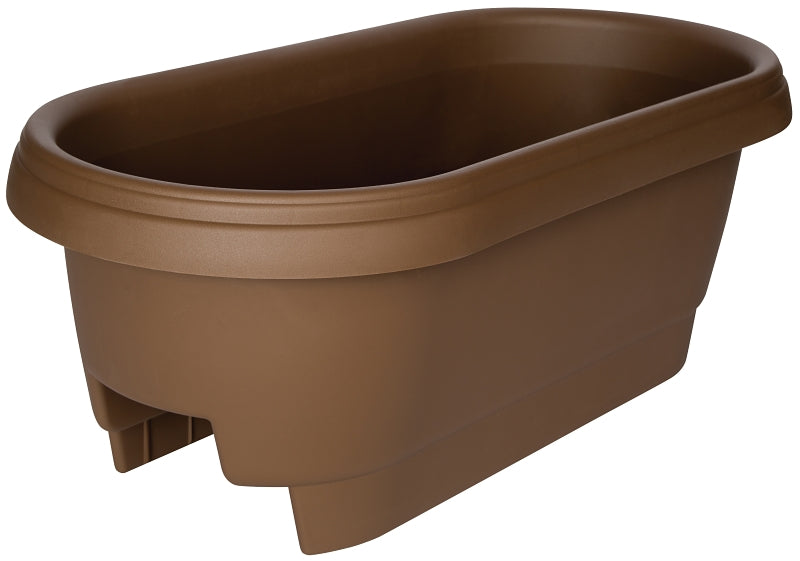 Bloem 477245-1001 Classic Deck Rail Box Planter, 11.9 in W, 23.9 in D, Plastic, Chocolate, Matte