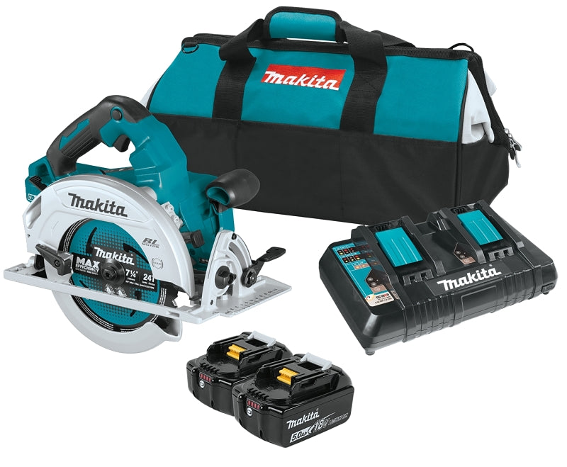 Makita XSH06PT1 Circular Saw Kit, Battery Included, 18 V, 5 Ah, 7-1/4 in Dia Blade, 0 to 56 deg Bevel