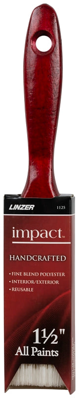 Linzer 1125-1.5 Paint Brush, 1-1/2 in W, 2-1/2 in L Bristle, Polyester Bristle, Varnish Handle