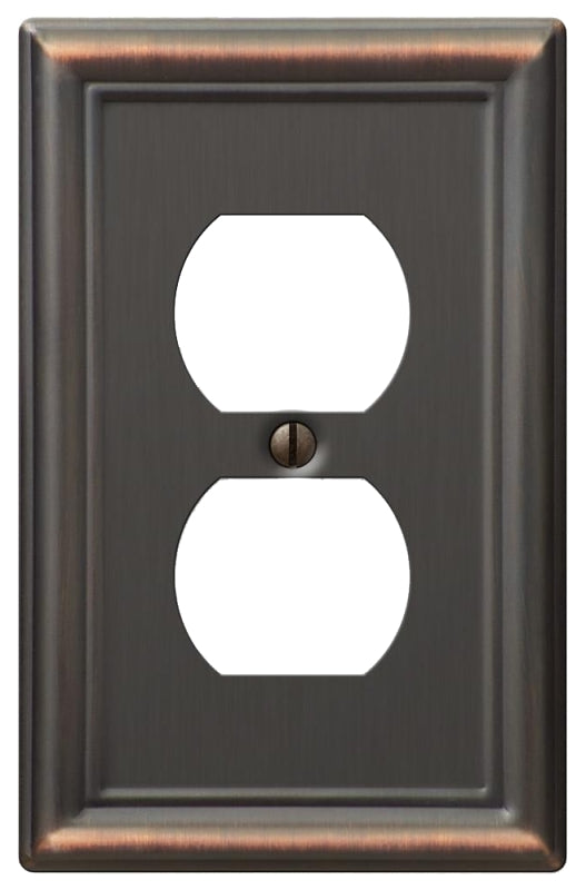 Amerelle Chelsea 149DDB Receptacle Wallplate, 2 -Gang, Steel, Bronze