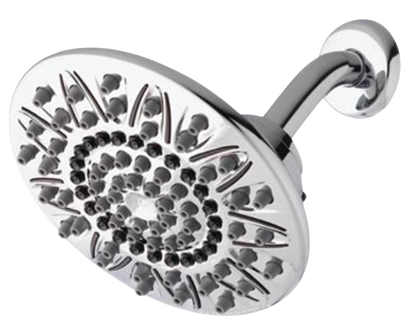Waterpik ASR-733E Shower Head, Round, 1.8 gpm, 1/2 in Connection, 7-Spray Function, Plastic, Chrome, 7 in Dia