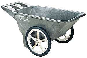 Rubbermaid 564200BLA Utility Cart, 300 lb, Plastic Deck, 2-Wheel, 20 in Wheel, Pneumatic Wheel, Black