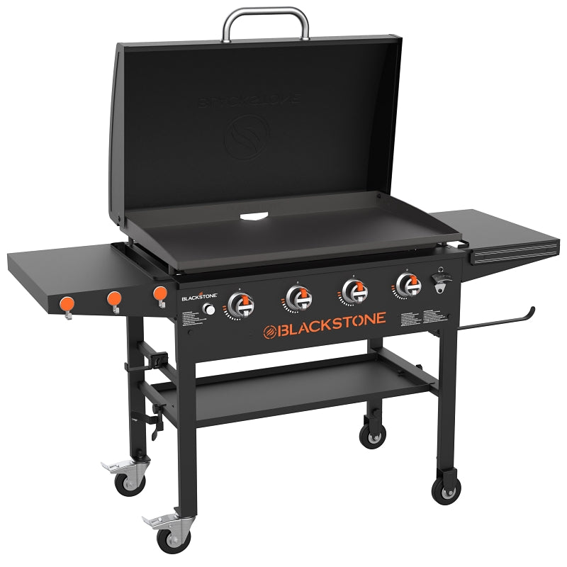 Blackstone 1899 Outdoor Griddle, 60,000 Btu, Liquid Propane, 4-Burner, 720 sq-in Primary Cooking Surface, Gray