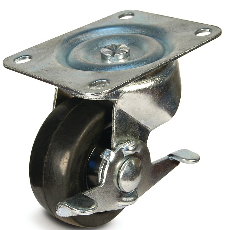 Dh Casters C-GD40RSB Swivel Caster, 4 in Dia Wheel, 1-1/4 in W Wheel, Rubber Wheel, 200 lb