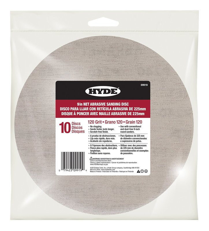 Hyde 09919 Sanding Disc, 9 in Dia, 120 Grit