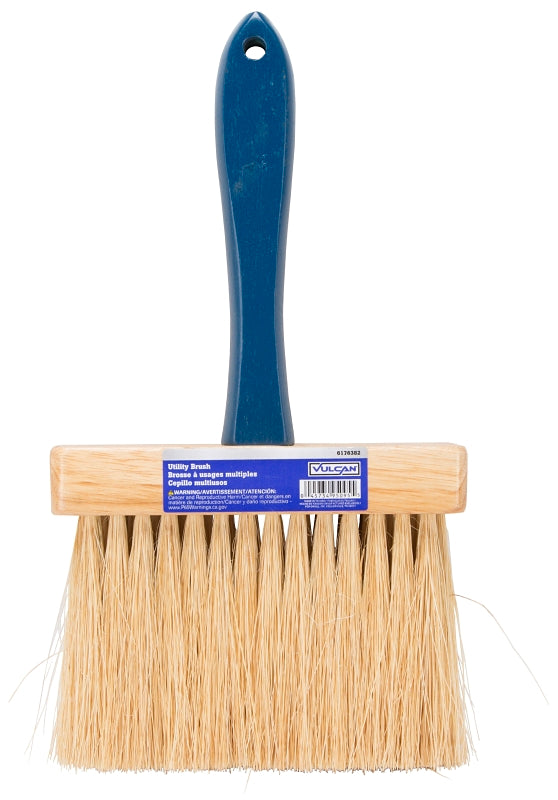 Vulcan C01426 Concrete Brush, 4 in W Brush, 6-1/2 in L Brush, 11-1/2 in OAL, Tampico Bristle, Beige Bristle, Wood Handle