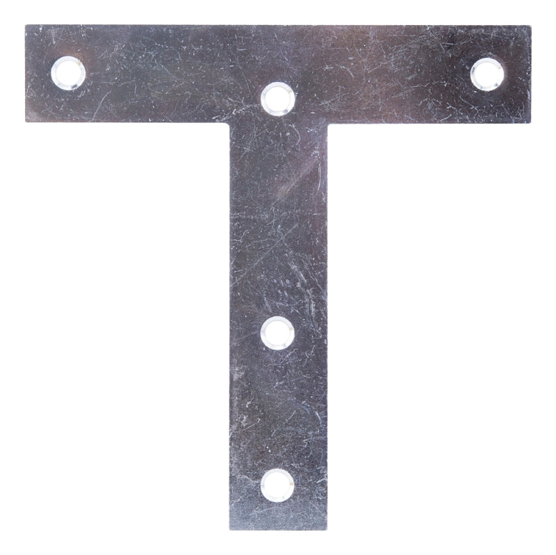 ProSource 22499ZCL3L T-Plate, 5 in L, 5 in W, 2 mm Thick, Steel, Zinc