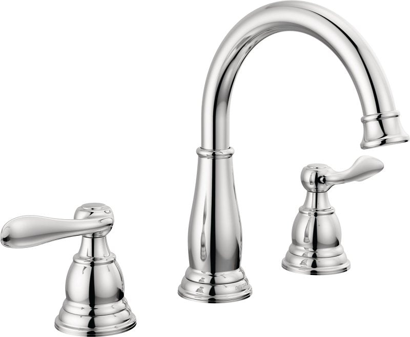 Delta Windemere Series 35896LF Bathroom Faucet, 1.2 gpm, 2-Faucet Handle, 3-Faucet Hole, Plastic, Chrome, Lever Handle