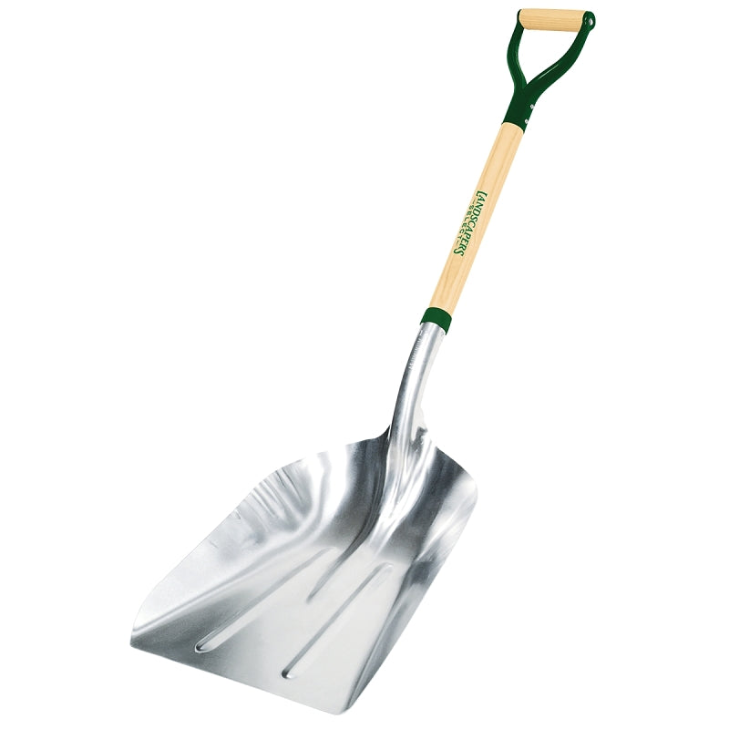 Landscapers Select 34592 Scoop Shovel, Aluminum Blade, Wood Handle, D-Shaped Handle