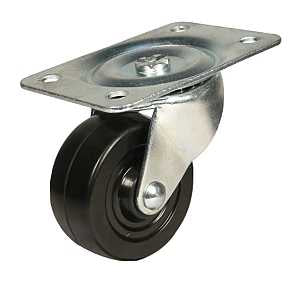 Dh Casters C-GD30RS Swivel Caster, 3 in Dia Wheel, 1-1/4 in W Wheel, Rubber Wheel, 125 lb