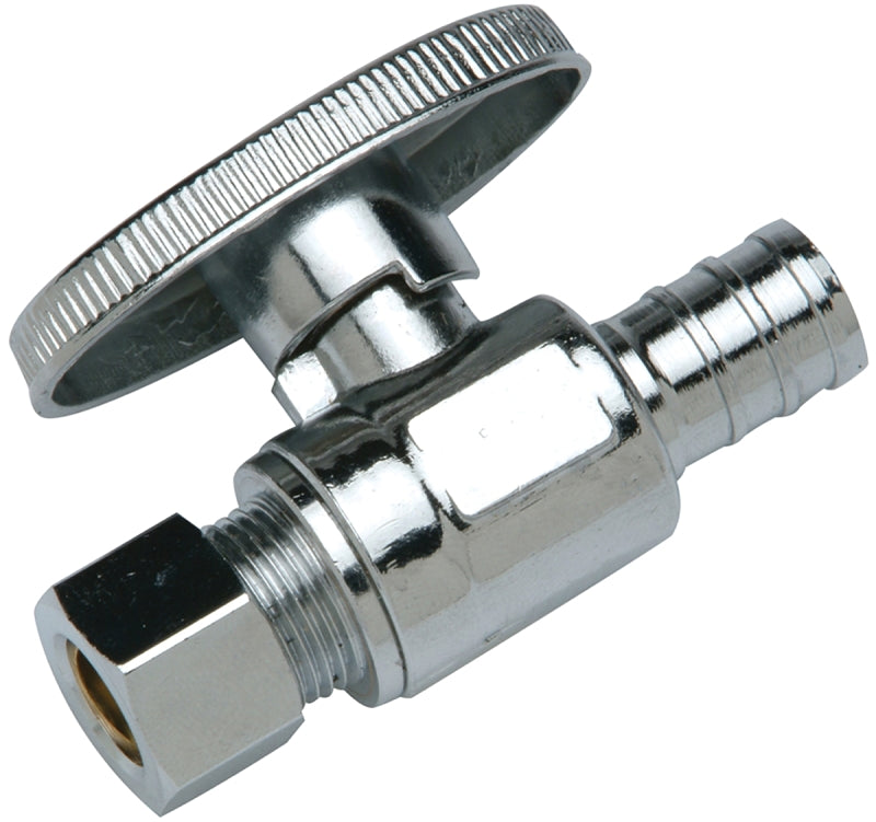 Apollo Valves APXVS1238C Stop Valve, 1/2 x 3/8 in Connection, PEX Barb x Compression, Brass Body