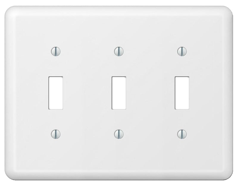 Amerelle Devon 935TTTW Wallplate, 5 in L, 6-9/16 in W, 3 -Gang, Steel, White