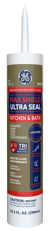 GE Max Flex 5000 GE23895 Acrylic Urethane Caulk, White, 48 hr Curing, -15 to 158 deg F, 10.1 oz Tube