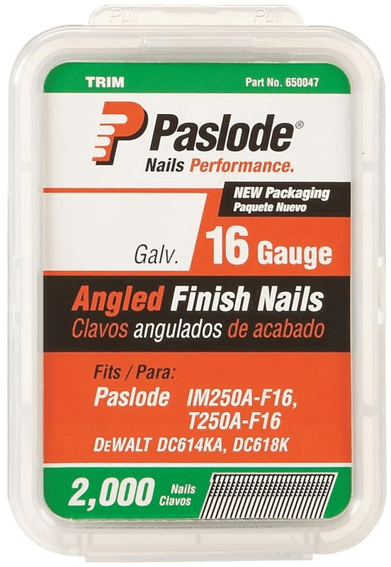 Paslode 650046 Trim Nail, 1-3/4 in L, 16 ga Gauge, Steel, Galvanized, Flat Head