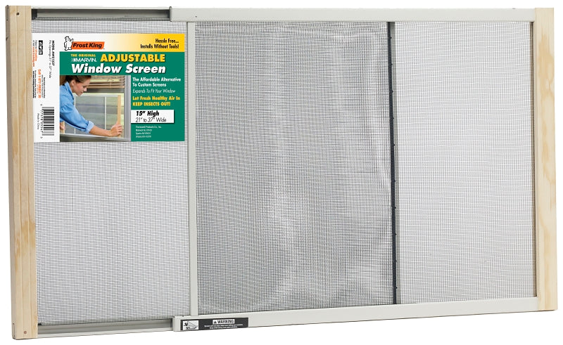 Frost King W.B. Marvin AWS1537 Window Screen, 15 in L, 21 to 37 in W, Aluminum