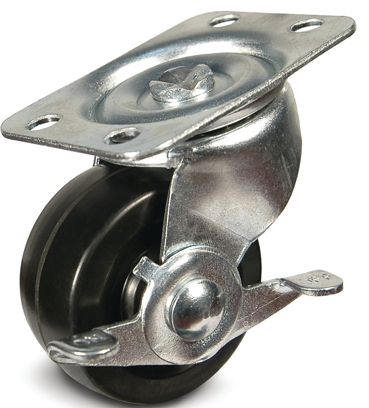 Dh Casters C-GD20RSB Swivel Caster, 2 in Dia Wheel, 15/16 in W Wheel, Rubber Wheel, 90 lb