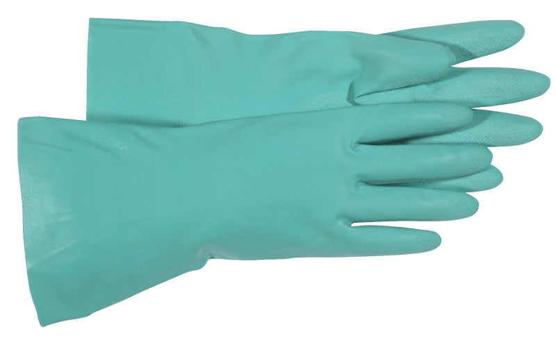 Boss B12132-L Work Gloves with Extended Cuff, L, 13 in L, Gauntlet Cuff, Nitrile, Green