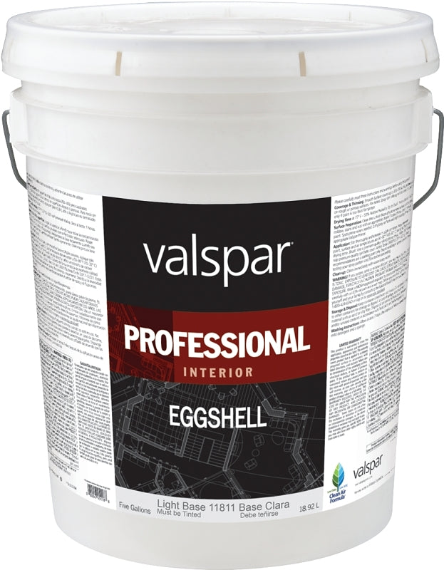 Valspar 11800 Series 11811-5GAL Interior Paint, Eggshell Sheen, Light, 5 gal, Pail, 350 to 450 sq-ft Coverage Area