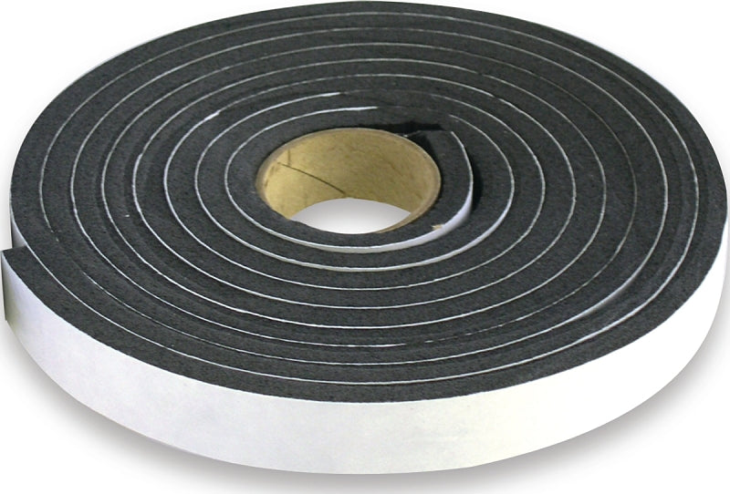 Climaloc CF12015 Foam Tape, 1 in W, 15 ft L, 1/2 in Thick, Polyethylene, Black