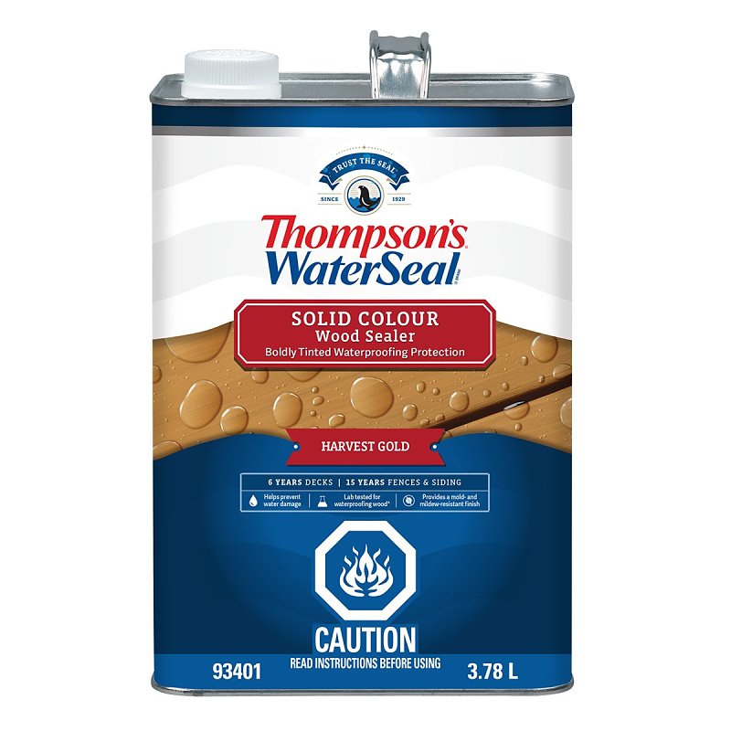 Thompson's WaterSeal THCP93401-16 Wood Sealer, Solid, Liquid, Harvest Gold, 1 gal, Can