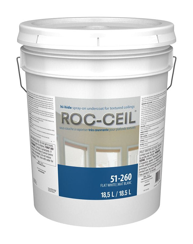 Valspar Roc-Ceil GE0051260-20 Ceiling Paint, Flat, White, 5 gal