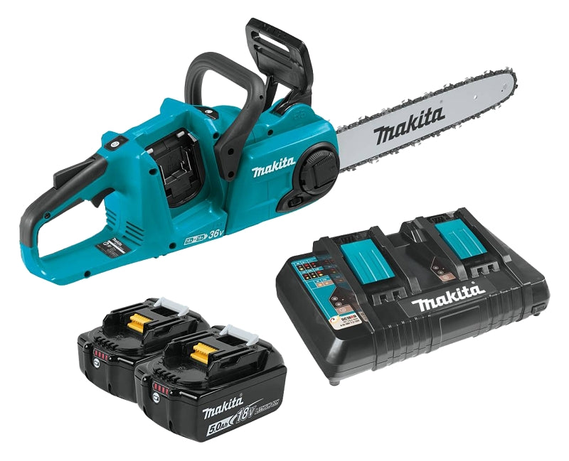 Makita LXT XCU03PT Chainsaw Kit, 5 Ah, 18 V Battery, Lithium-Ion Battery, 14 in L Bar/Chain, 3/8 in Bar/Chain Pitch