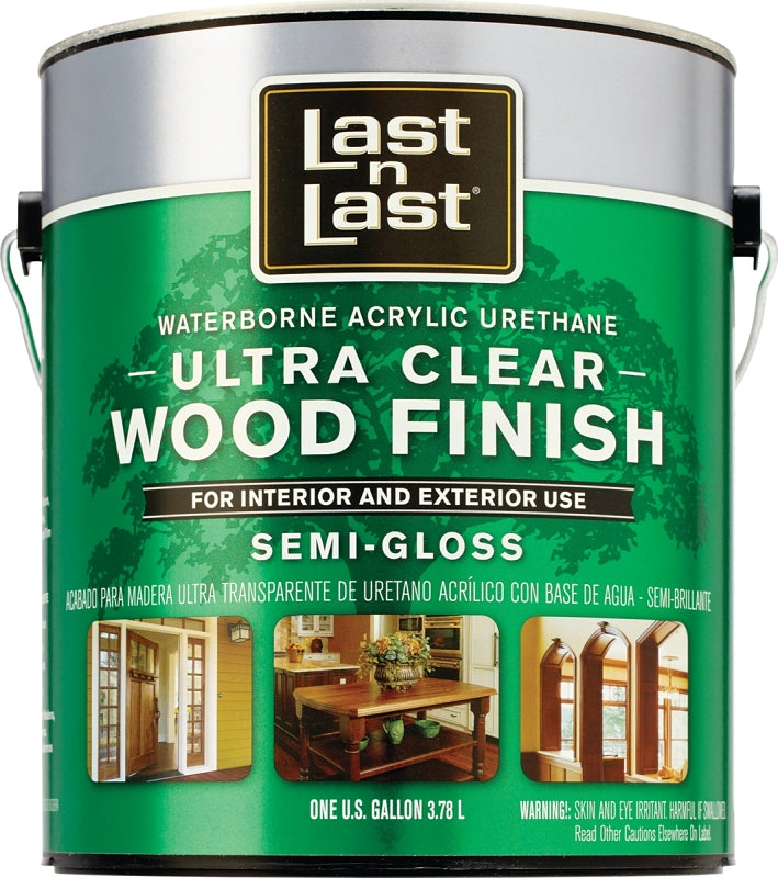 Last n Last 14001 Ultra Clear Wood Finish, Semi-Gloss, Liquid, Ultra Clear, 1 gal, Can