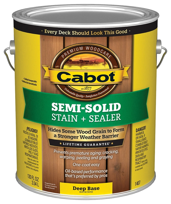 Cabot 140.0001407.007 Deck and Siding Stain, Natural Flat, Deep Base, Liquid, 1 gal