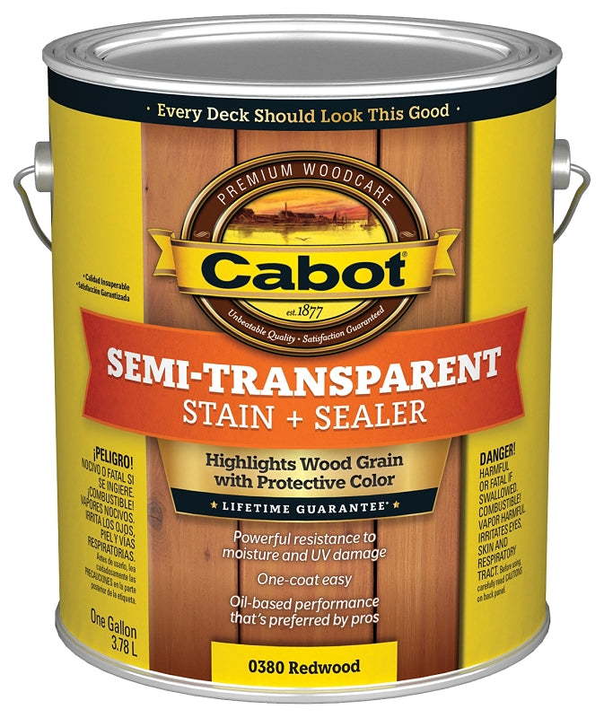 Cabot 140.0000380.007 Deck and Siding Stain, Redwood, Liquid, 1 gal