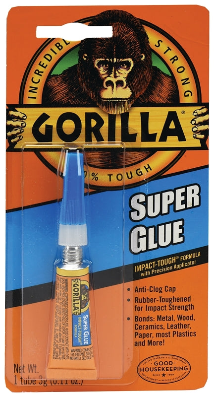 Gorilla 7900102 Super Glue, Liquid, Irritating, Straw/White Water, 3 g Tube