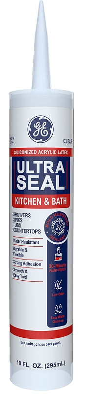 GE Ulta Seal 2733638 Sealant, Clear, 24 hr Curing, 40 to 100 deg F, 10.1 oz Cartridge