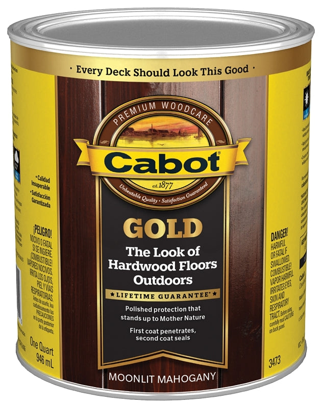 Cabot 3470 Series 140.0003473.005 Exterior Stain, Gold Satin, Moonlit Mahogany, Liquid, 1 qt, Can