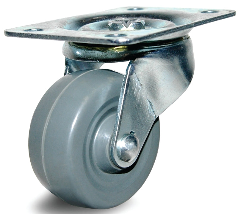 Dh Casters C-GD20MRS Swivel Caster, 2 in Dia Wheel, 15/16 in W Wheel, Rubber Wheel, Gray, 125 lb