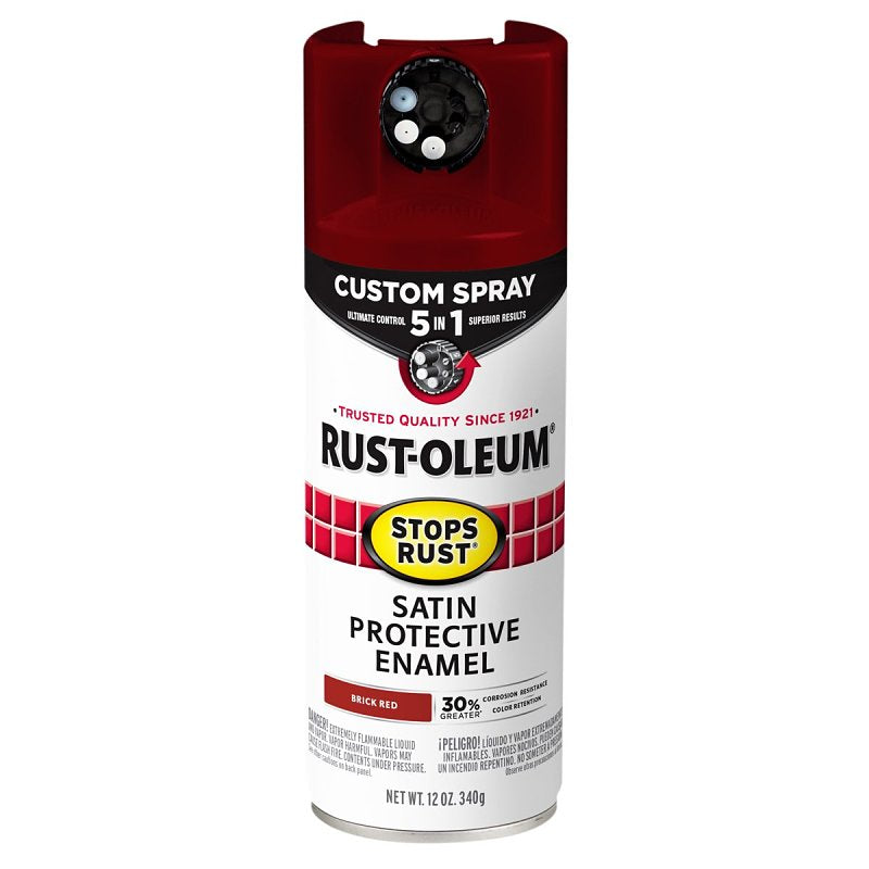 Stops Rust 385008 Rust Preventative Spray Paint, Satin, Brick Red, 12 oz, Can