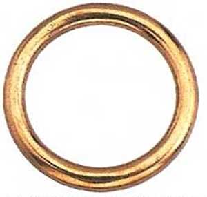 BARON 7B-2 Welded Ring, 2 in ID Dia Ring, #7B Chain, Steel, Polished Brass