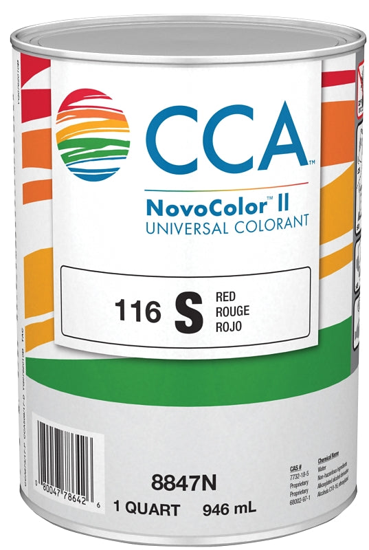 CCA NovoColor II Series 076.008847N.005 Universal Colorant, Fast Red, Liquid, 1 qt